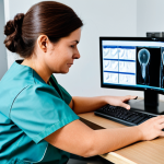**

"A professional occupational therapist, fully clothed in scrubs, using computer software for movement analysis on a patient's arm. Modern clinic setting with medical equipment in the background. Perfect anatomy, correct proportions, natural pose, well-formed hands, proper finger count, safe for work, appropriate content, professional, family-friendly, high quality."

**
