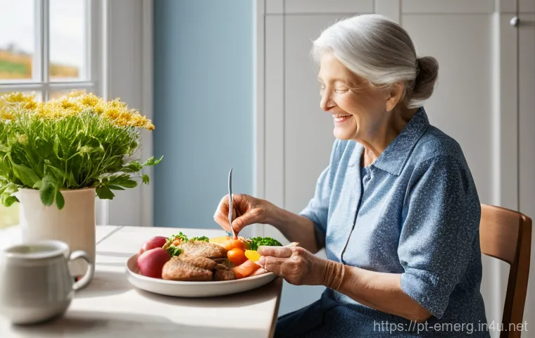 작업치료사의 직업적 역할 모델 - **Prompt 1: Regaining Independence in Daily Life**
A bright and inviting kitchen scene, filled w...