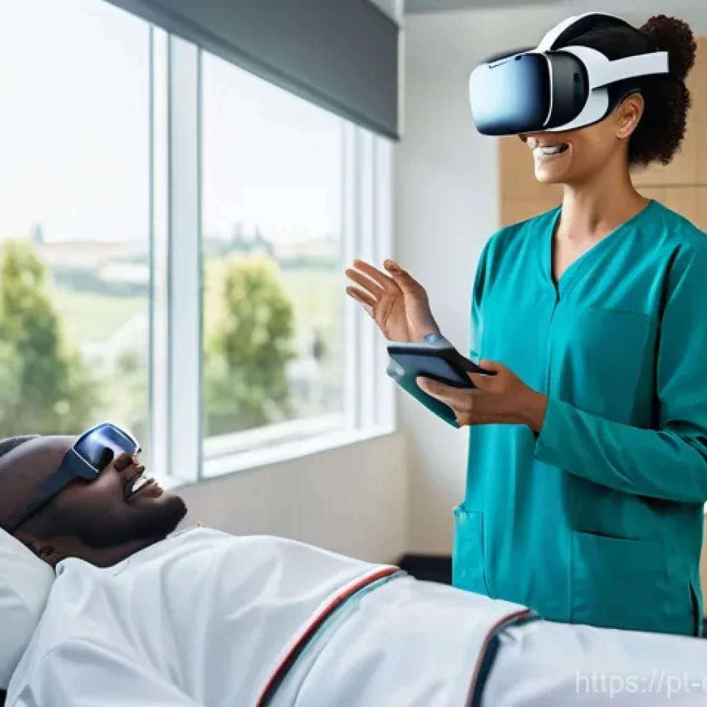 작업치료사의 임상 스킬 발전 사례 - **Prompt for Virtual Reality (VR) in Rehabilitation:**
"A cheerful occupational therapist, weari...