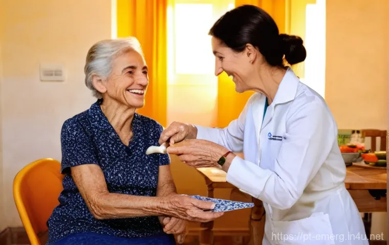 작업치료 이론과 실무의 차이 - **Prompt 1: Creative Adaptation in Occupational Therapy**
"A heartwarming and realistic image of...