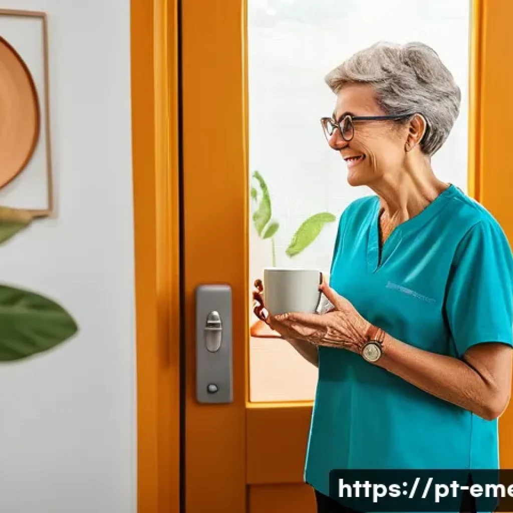 작업치료사의 환자 회복 지원 사례 - A warm and inviting occupational therapy session in a modern Brazilian home, showing a middle-aged w...