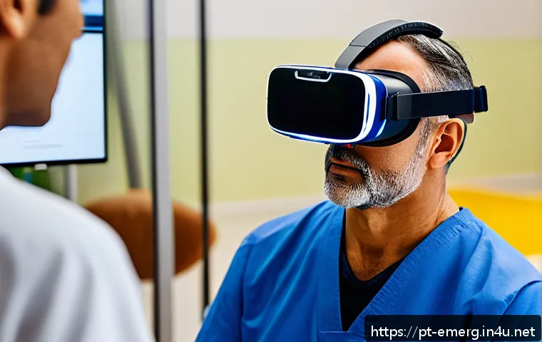 작업치료사의 최신 재활 연구 사례 - A vibrant, modern rehabilitation clinic scene in Brazil featuring a middle-aged male patient wearing...