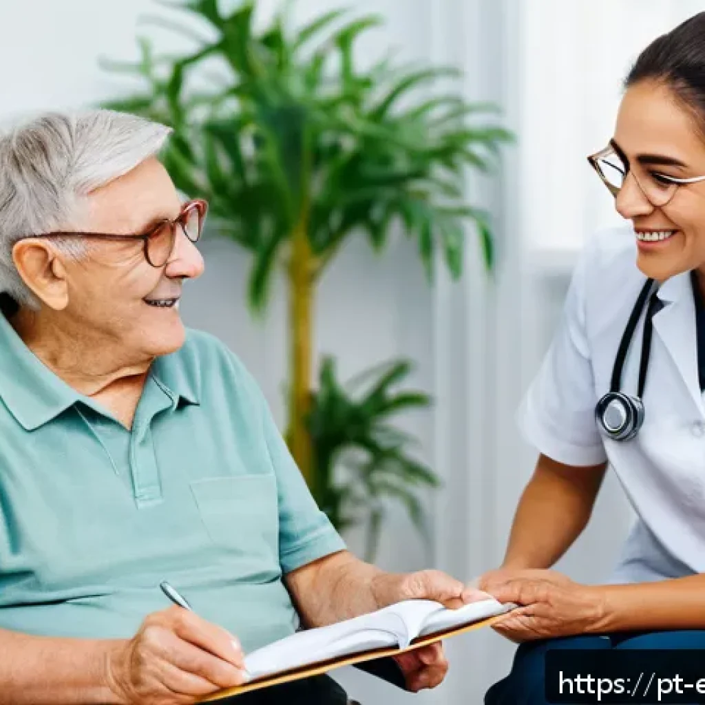 작업치료사의 환자 중심의 치료 사례 - A warm and inviting therapy room where a middle-aged occupational therapist attentively listens to a...