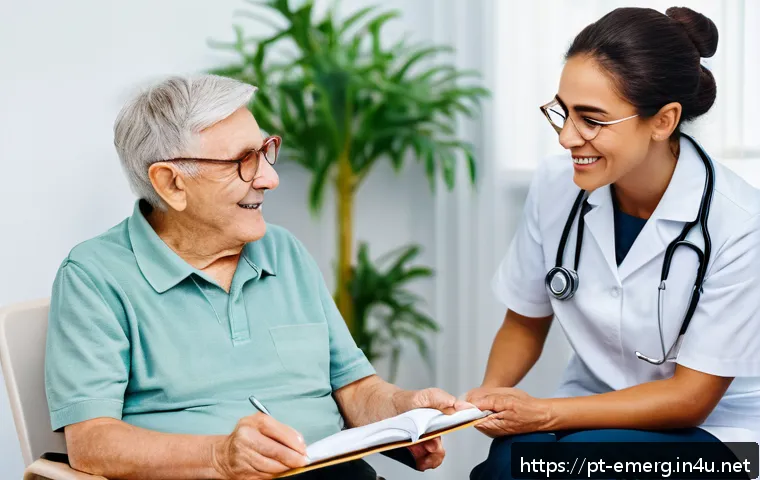 작업치료사의 환자 중심의 치료 사례 - A warm and inviting therapy room where a middle-aged occupational therapist attentively listens to a...