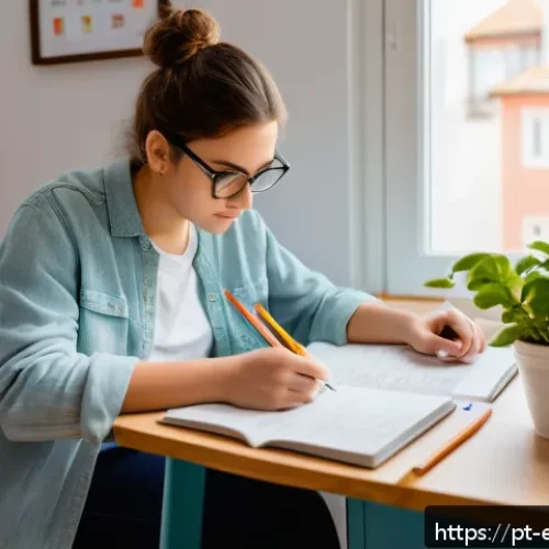 작업치료사의 자격증 시험 후기 - A cozy and well-organized study room bathed in natural sunlight, featuring a young adult studying Oc...